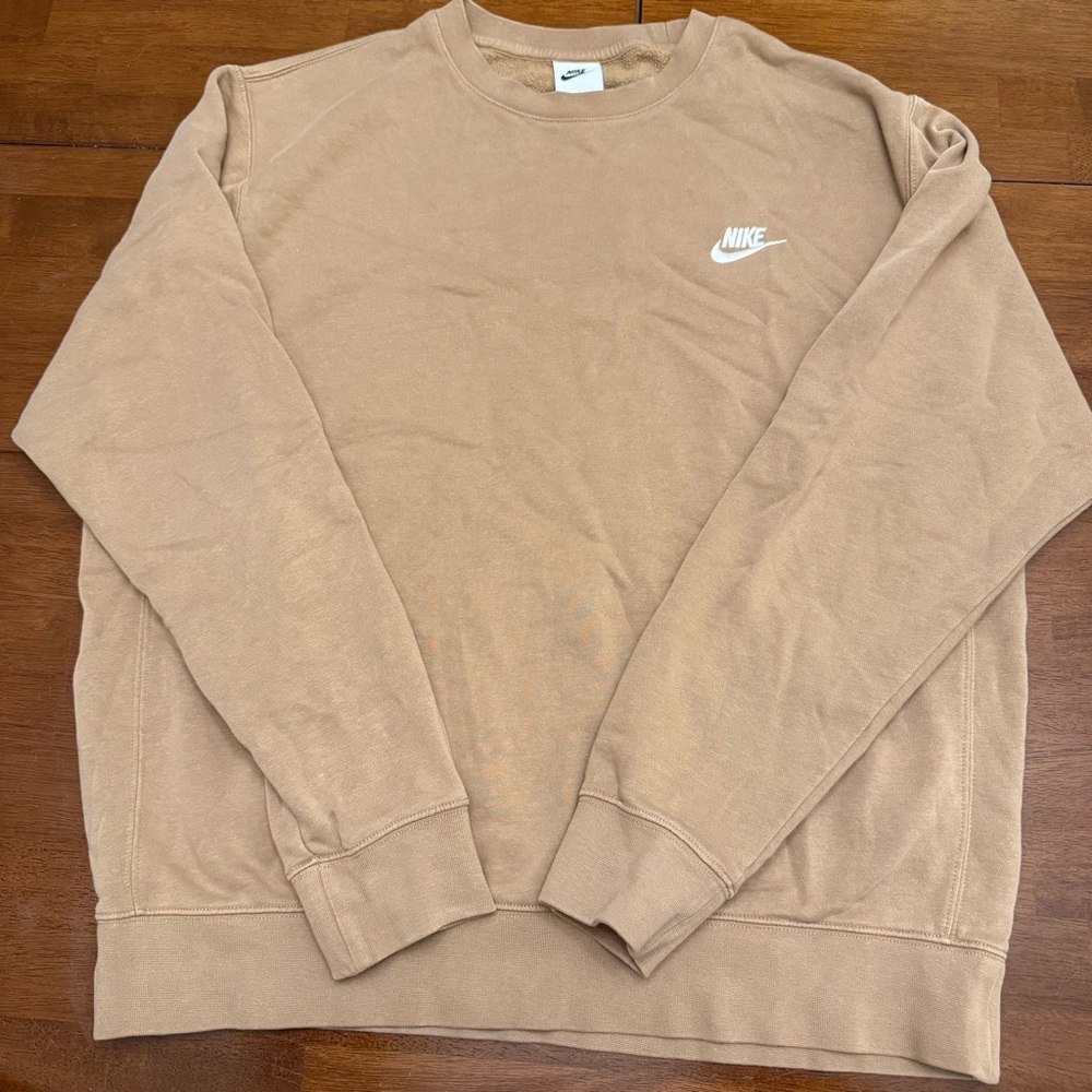 Nike Men's Beige Crewneck Sweatshirt Tan